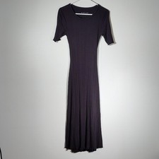 Everlane The Open Back Rib Dress in Black Short Sleeve Midi Cut Out Size Medium