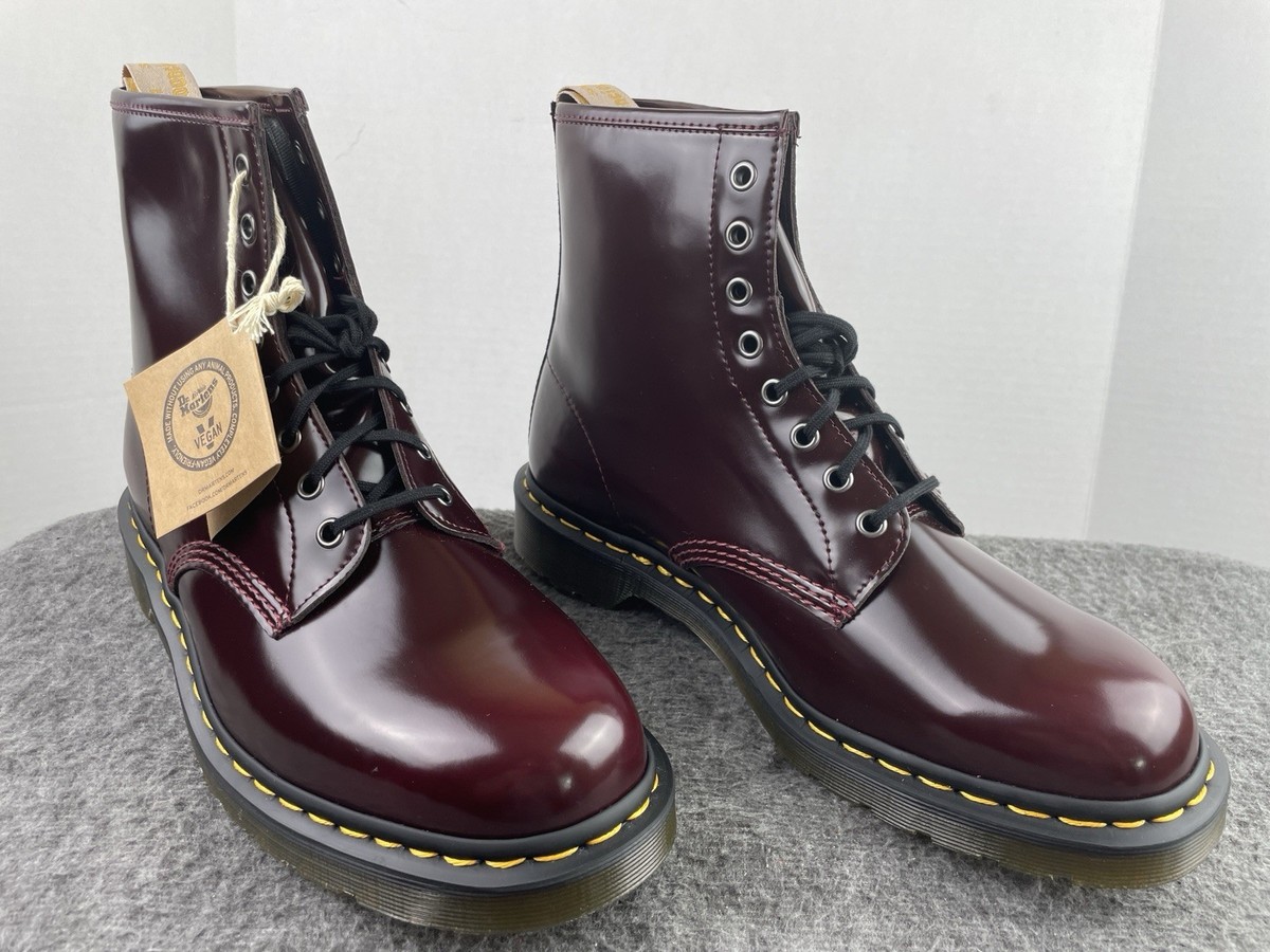 Dr. Martens 1460 Cherry Red Vegan Leather Combat Boots 23756 Men's