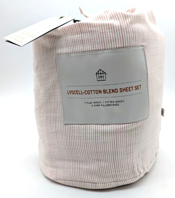 #ad *NEW* 4pc Micro Stripe Sheet Set Hearth amp; Hand™ with Magnolia KING $50.99