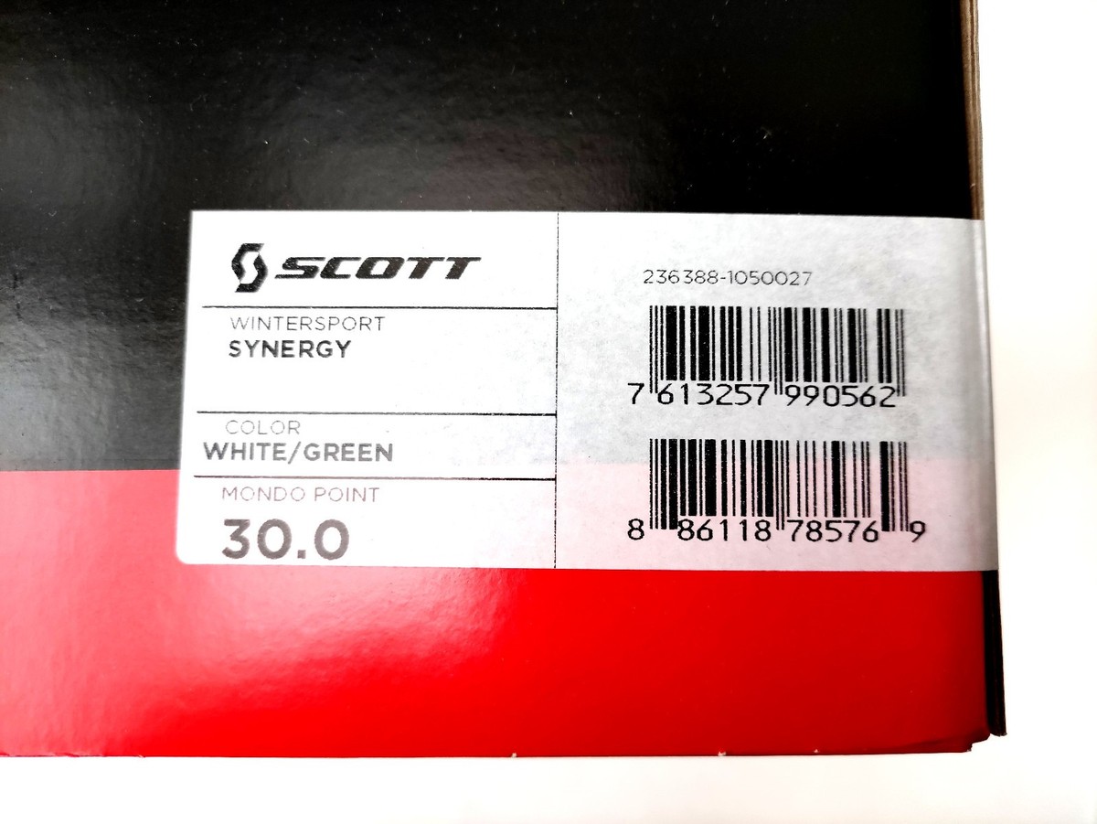 NEW in BOX Scott Synergy 75 mm Telemark Boots 30.0 White Green