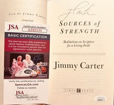 President Jimmy Carter autographed autograph signed Sources of Strength book JSA