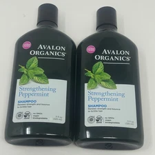 Avalon Organics STRENGTHENING Peppermint Shampoo 11 Fl. oz (LOT OF 2)