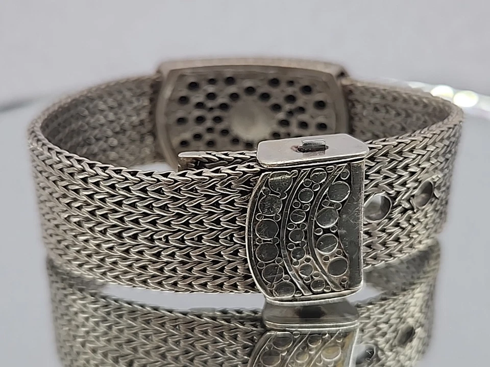 Vintage John Hardy Black Sapphire Sterling Silver 925 Mesh Bracelet Heavy 81 Gr - Image 3 of 4