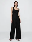 NWT GAP Jumpsuit Wide Leg Black Ribbed Belted XL