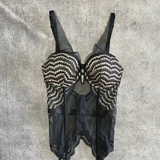 Victorias Secret Black Mesh Lace Corset Teddy Garter