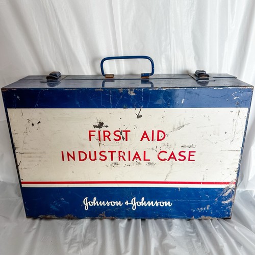 Vtg Johnson & Johnson First Aid Industrial Emergency Kit 2 Tier Case, Full