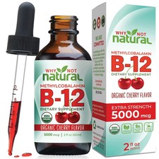 Why Not Natural Organic Vitamin B12 Liquid - Sublingual Extra Strength 60 ml
