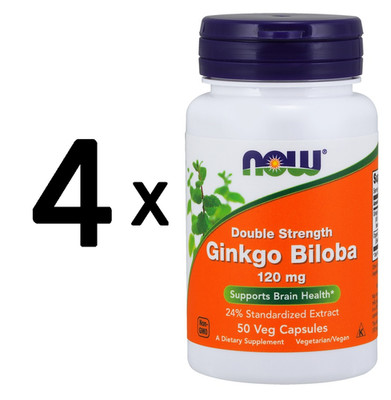 4 x NOW Foods Ginkgo Biloba Double Strength, 120mg - 50 vcaps (189,95 EUR/kg)