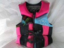 Hyperlite Youth Life Jacket Vest   Pink/Blue Tropical Print 25-40kg 
