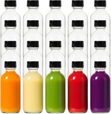2 oz 60ml 20 Pack Leak-Proof Clear Glass Boston Round Bottles with lids Mini