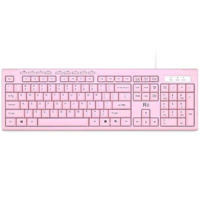 Rii RK907 Ultra-Slim Compact USB Wired Keyboard for Mac and PC,Windows Pink