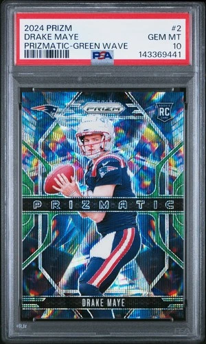 2024 PANINI PRIZM PRIZMATIC GREEN WAVE #2 DRAKE MAYE ROOKIE RC PSA 10