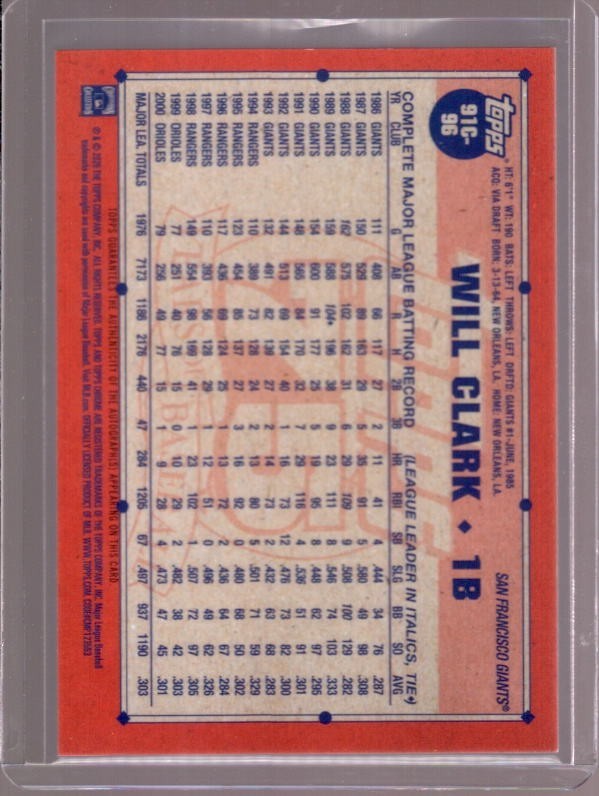 WILL CLARK 2026 Topps Series 1 1991 Silver Pack Chrome Autograph