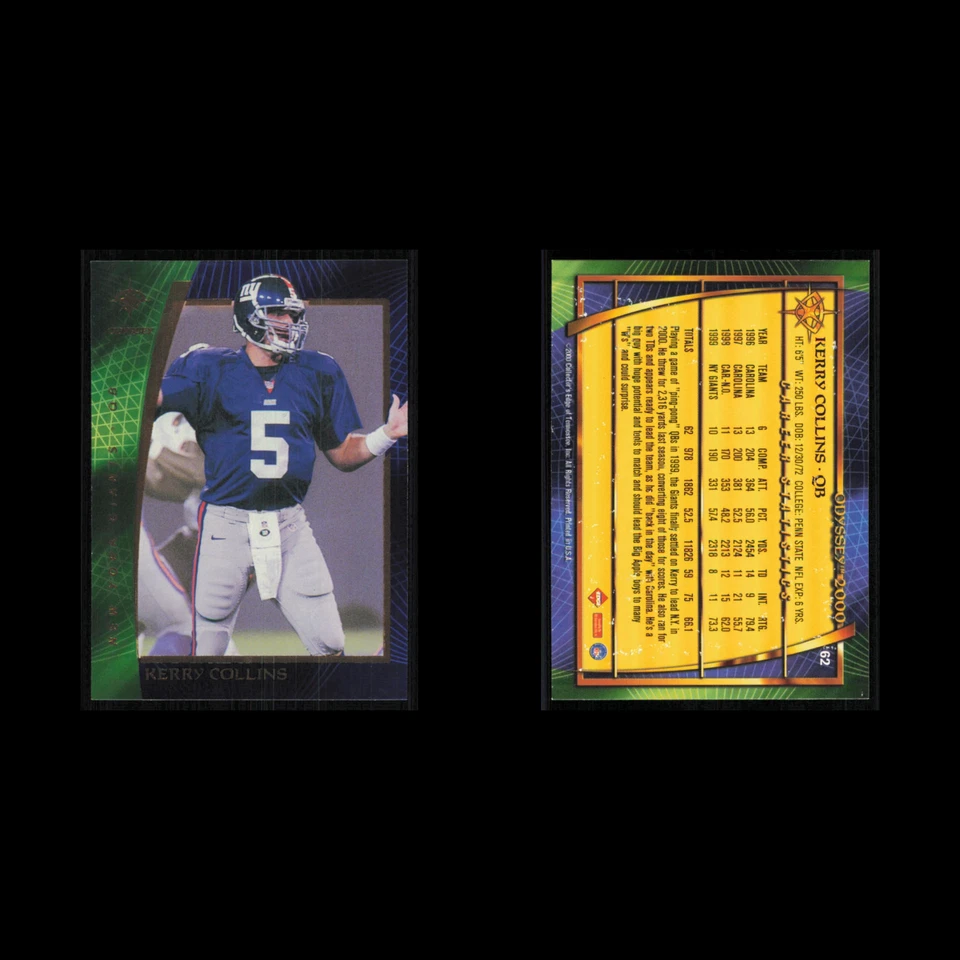 Kerry Collins #62 2000 Collectors Edge Odyssey New York Giants Football Card NFL - Image 3 of 3