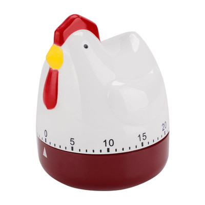 Home Kitchen Cooking Chicken Shaped Mechanical Alarm Timer 60 Seconds White Red