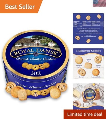 Luxury Danish Butter Cookies Tin - 24oz of Crispy, Melt-in-your-Mouth Delights