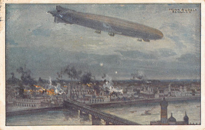 AK Postkarte Berlin Stadt Überflug Karte lenkbares Luftschiff Zeppelin 1918
