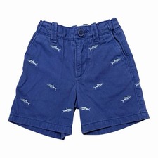 GAP Toddler Boy 18-24M Blue Embroidered Shark Khaki Chino Shorts Nautical Beach