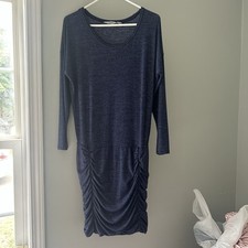 Athleta Tulip Long Sleeve Dress Heather Gray Ruched #138092 Size Small Petite