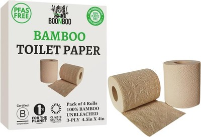 Bamboo Toilet Paper 3-Ply Unbleached 4 Rolls
