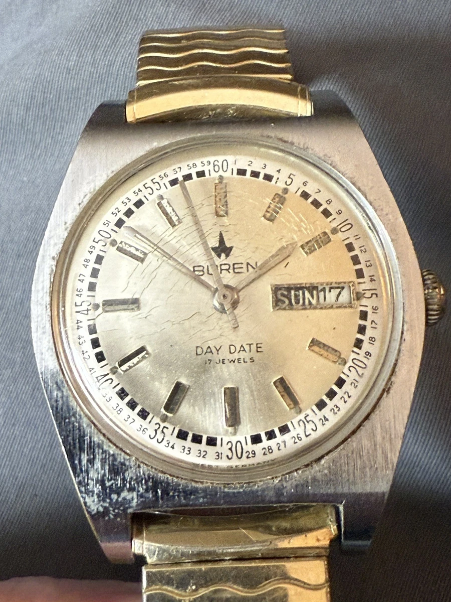 Vintage Buren Watch Silver Tone Cream Dial Arabic Numerals Expansion Band Tested Buren Watch - Etsy main image 3