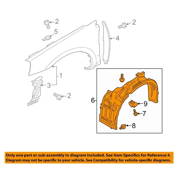 For 04-09 Galant Sedan Front Splash Shield Inner Fender Liner Panel Right Side Foto 4 de 4