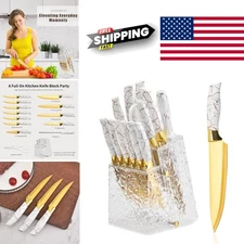 Essential Kitchen Knife Set 14 Pcs Ultra Sharp Blades with Built in Sharpener