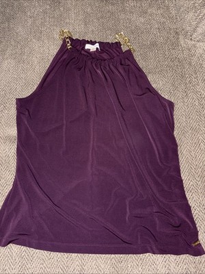 Calvin Klein Women s Fancy Tank Purple Size Large Gold Link Straps EUC