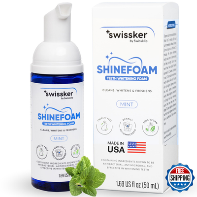 #ad Swissker ShineFoam Teeth Whitening Foam Mint 1.69oz Professional Kit Vegan $62.77