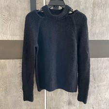 DKNY - Cold Shoulder Warm Cozy Stretchy Black Sweater sz XXS 0176 