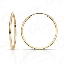 14k Yellow Gold Square Hollow Lightweight Endless Hoop Earrings 10-20x1.0mm 
