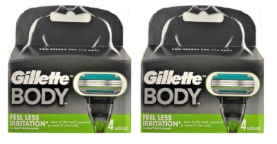 Gillette Body Razor Refill Cartridges, Less Irritation, 8 Cartridges