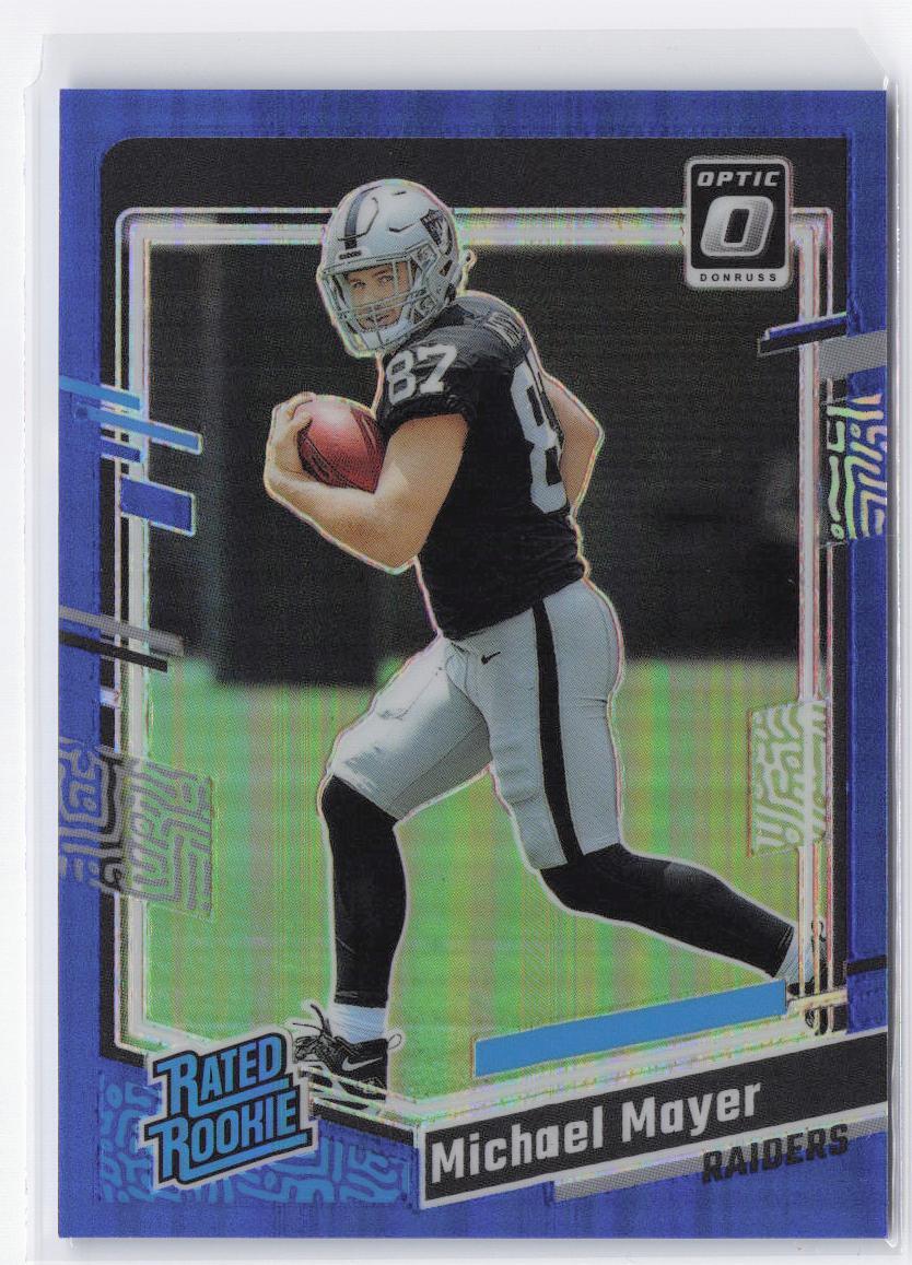 2023 Donruss Optic Michael Mayer RC #260 Blue Prizm /199 Raiders