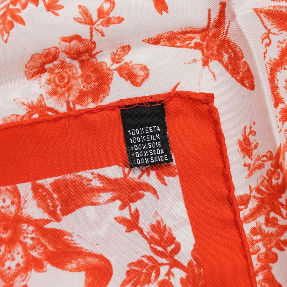 Pañuelo de bolsillo de seda con estampado floral victoriano rojo-naranja Kiton Napoli Foto 3 de 4