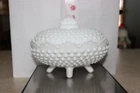 Vintage Fenton Oval Footed Hobnail Covered Candy Dish w/Lid