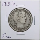 1915-D 50C Barber Liberty Head Half Dollar in Fine Condition #4309