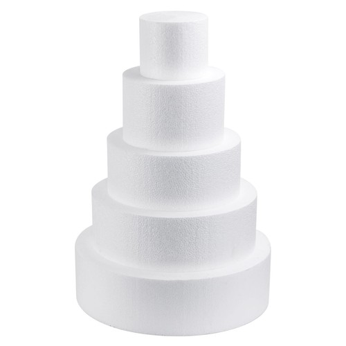 5 Tiers Foam Cake Dummies 4" 6" 8" 10" 12" White Dummy Cakes Styrofoam Sets 1...