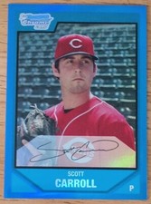 2007 Bowman Chrome Draft Draft Picks Blue Refractors #BDPP31 Scott Carroll /199