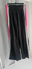 Win Win women Side Stripe Wide Leg Drawstring Pants Black Size L NEW