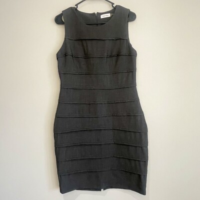 Calvin Klein Gray Tiered Academia Business Conservative Preppy Dress - Size  10 | eBay