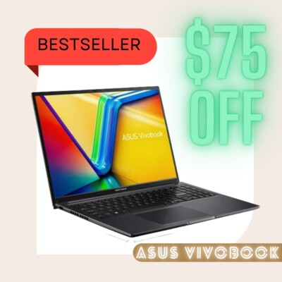 ASUS Vivobook 16  PC Laptop, Intel Core i7-1255U, 16GB, 512GB, Win 11 Home,Black
