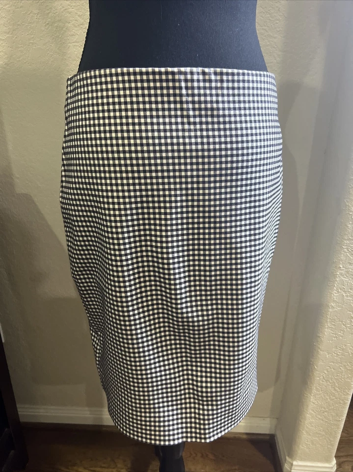 Karen Kane Bias Cut Black Check Skirt Knee Length Sz M Foto 3 de 4