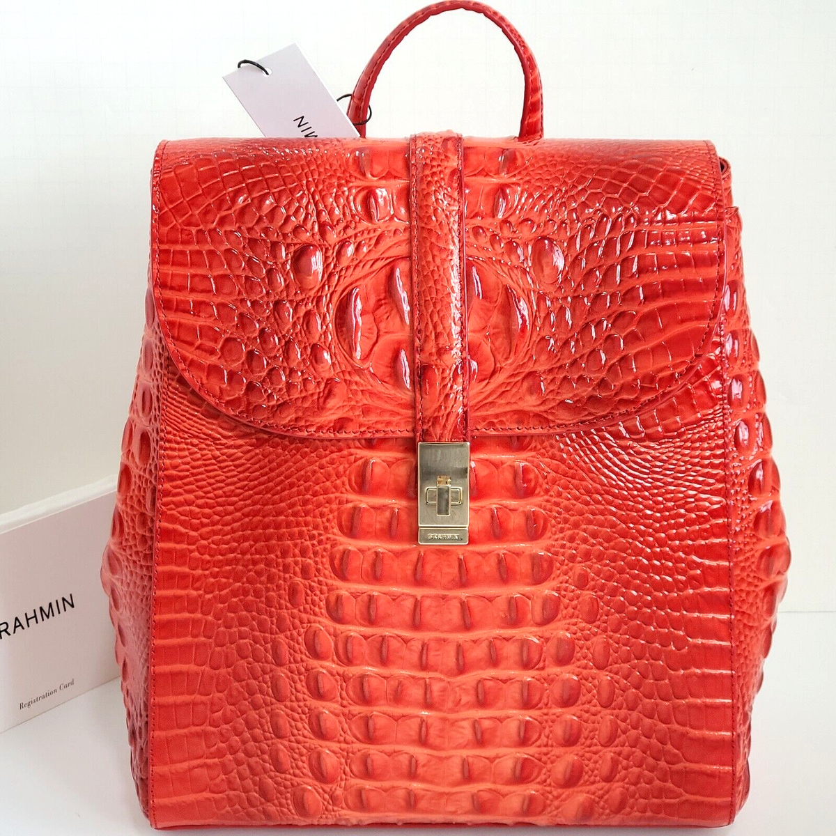 ?Brahmin Sadie Backpack Heat Melbourne Red Top Handle 