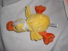 PLUSH 9" UNIPAK YELLOW ORANGE BIRD DUCK LAYING ON TUMMY LOVEY SOFT