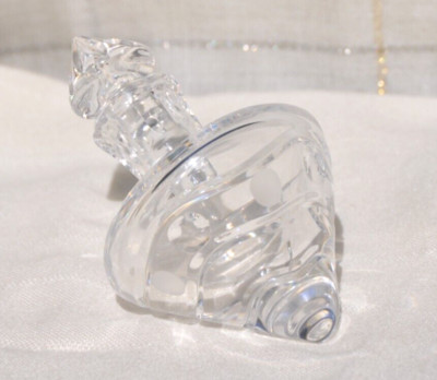 BEAUTIFUL SORELLE GLASS WORKS, POLAND, CRYSTAL SPINNING TOP PERFUME BOTTLE