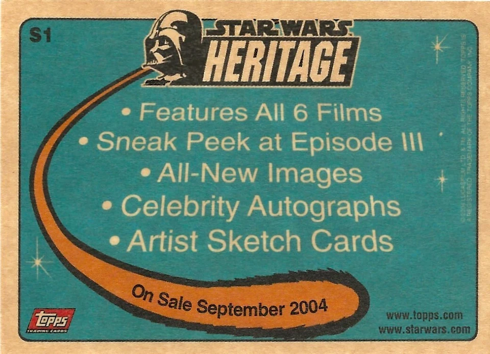  STAR WARS HERITAGE S1 UK EXCLUSIVE PROMO  CARD  BY TOPPS - Image 2 of 2