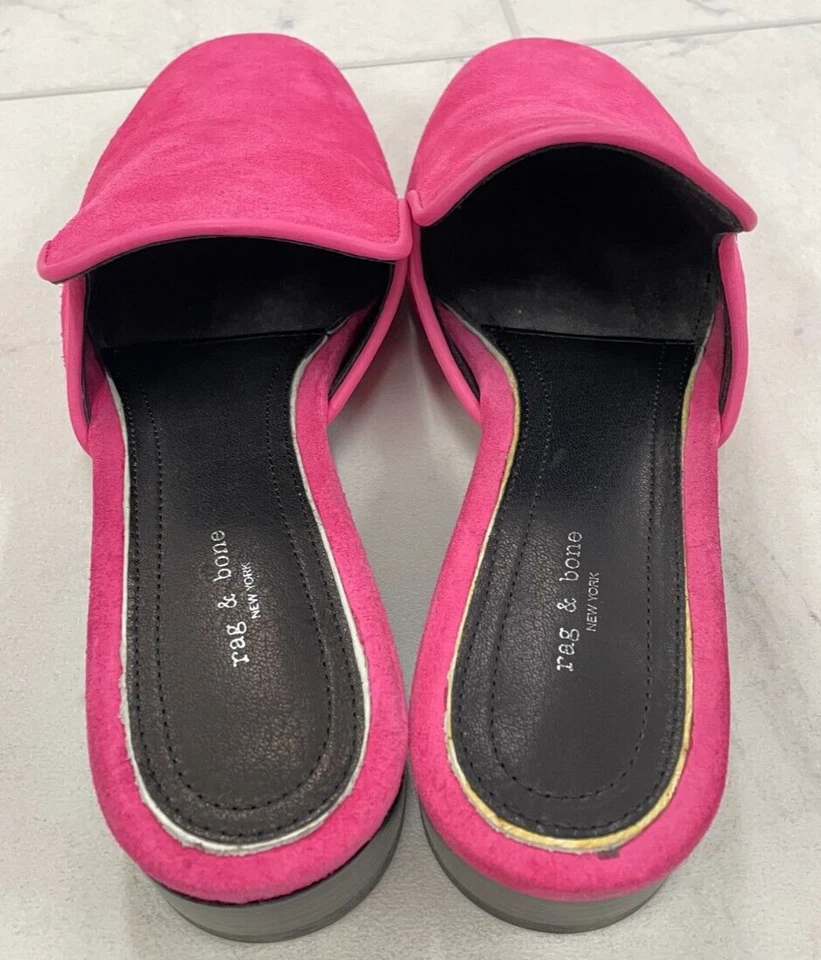 Mocassim de couro Rag & Bone Luis mula em camurça peônia tamanho: 36,5 (EUA 6,5) US$ 375 - Imagem 4 de 4