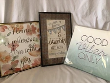Home Decor Sign Bundle - Lot Of 3 Home Is Where ever I’m With You / Good Vibes