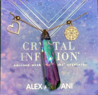 Alex and Ani Necklace Love Trio Crystal Infusion 14KGP Sterling