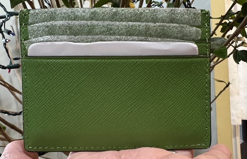 Kate Spade Madison Small Slim Card Holder Turtle Green Leather Wallet KC582 - Picture 2 of 9